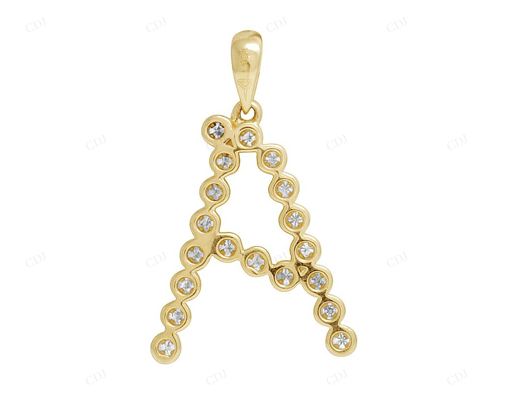 1" 0.25 CTW 10K Yellow Gold Real Diamond Initial A Pendant CustomDiamJewel