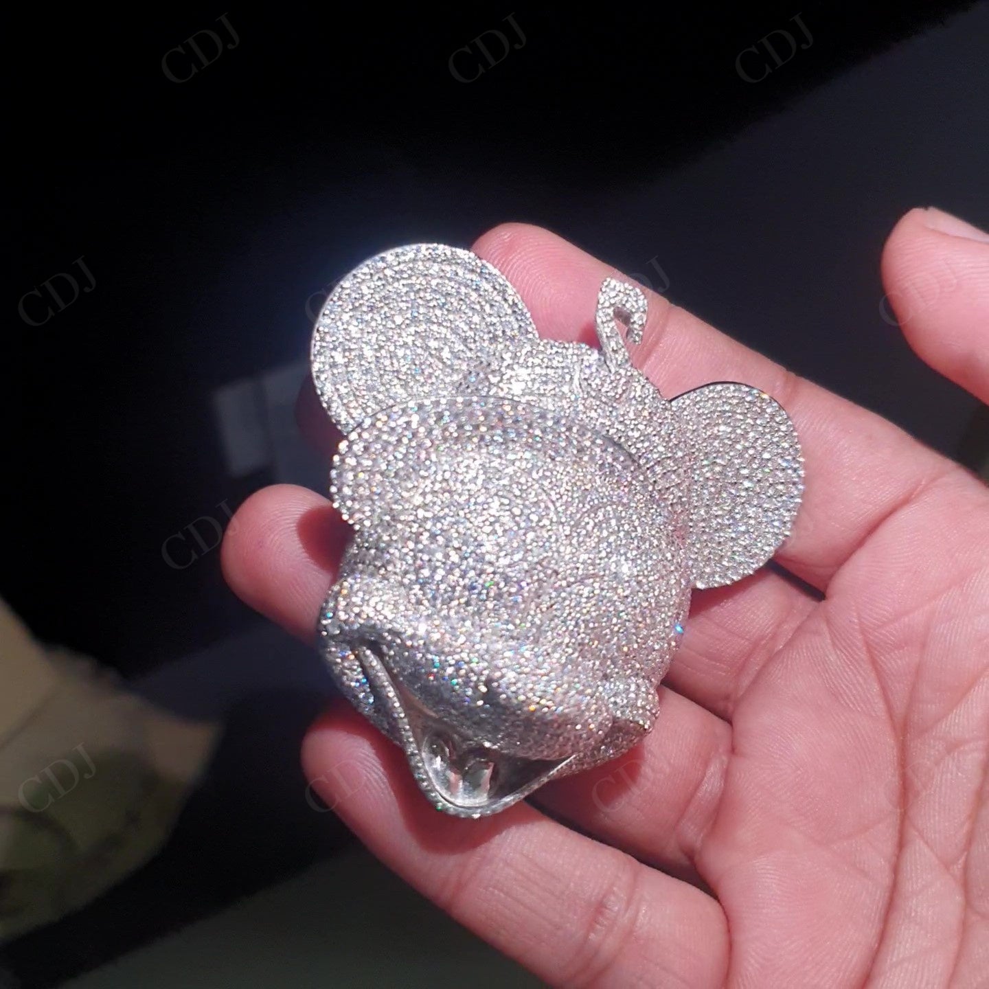 Iced Out Moissanite Diamond Sterling Silver Mickey Pendant hip hop jewelry customdiamjewel   