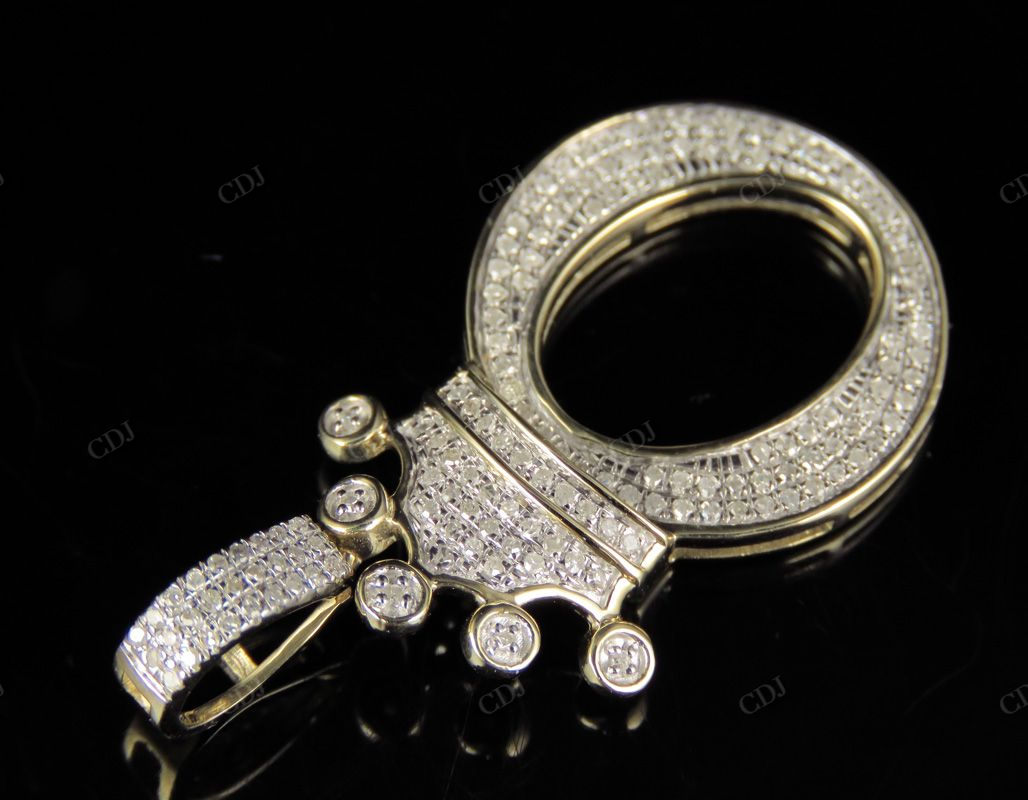 1.35" 14K Gold Diamond Crown Initial 'O' Letter Pendant CustomDiamJewel