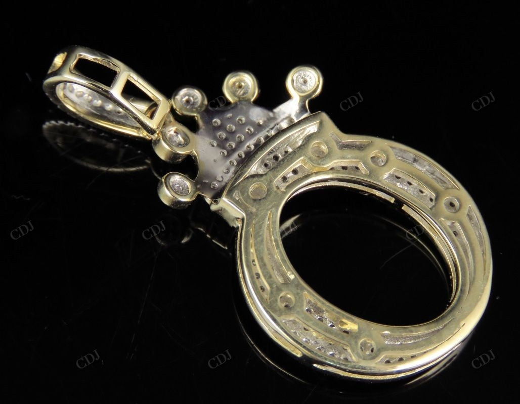 1.35" 14K Gold Diamond Crown Initial 'O' Letter Pendant CustomDiamJewel