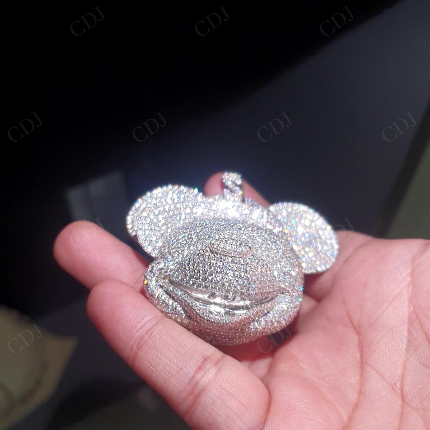 Iced Out Moissanite Diamond Sterling Silver Mickey Pendant hip hop jewelry customdiamjewel   