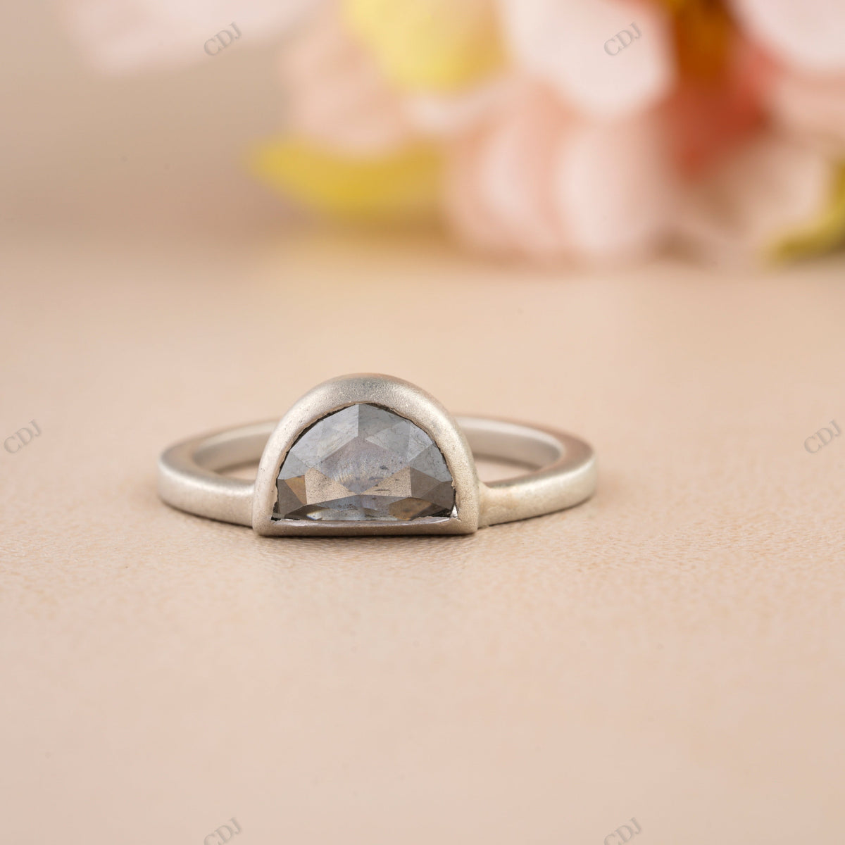 Half Moon Moissanite Diamond Ring customdiamjewel