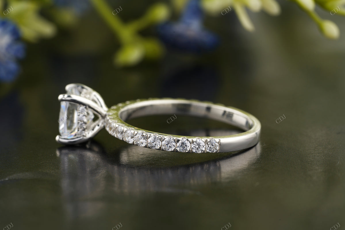 Cushion Lab-Grown Diamond Pavé Ring customdiamjewel