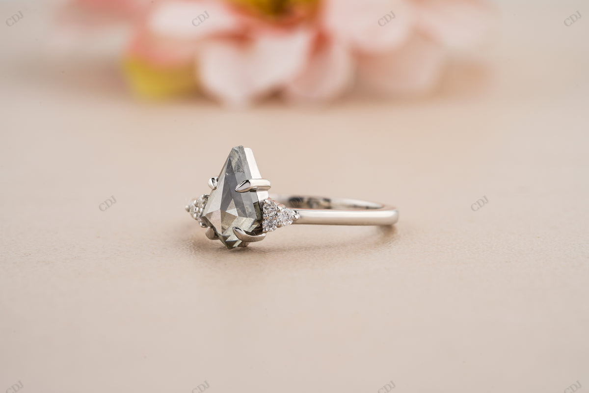 Kite Cut Salt & Pepper Moissanite Ring customdiamjewel