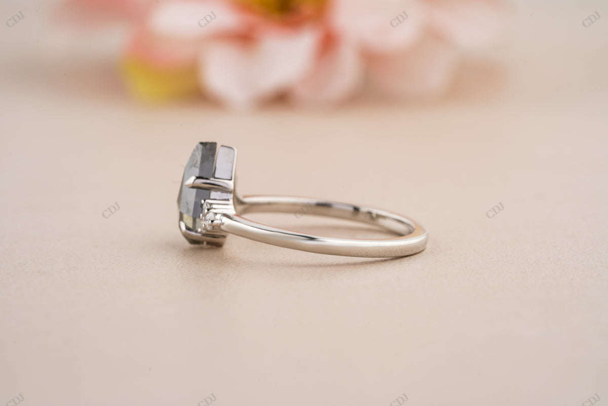 Kite Cut Salt & Pepper Moissanite Ring customdiamjewel