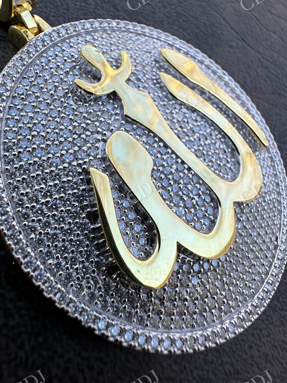 Gold Allah Medallion Arabic Pendant  customdiamjewel   