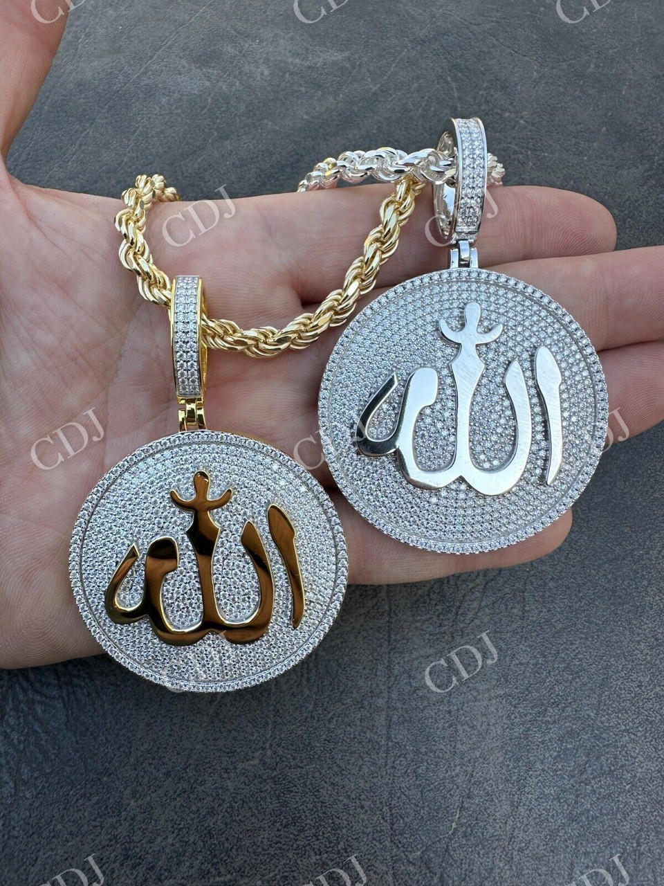 Gold Allah Medallion Arabic Pendant  customdiamjewel   