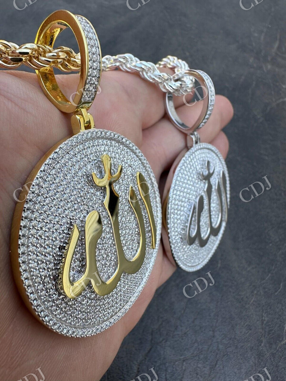 Gold Allah Medallion Arabic Pendant  customdiamjewel   