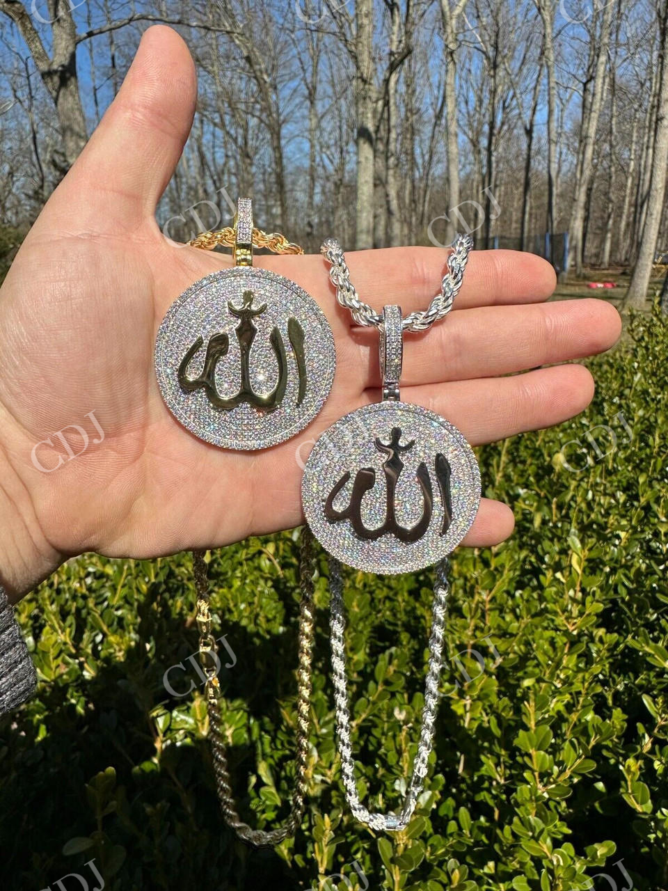 Gold Allah Medallion Arabic Pendant  customdiamjewel   