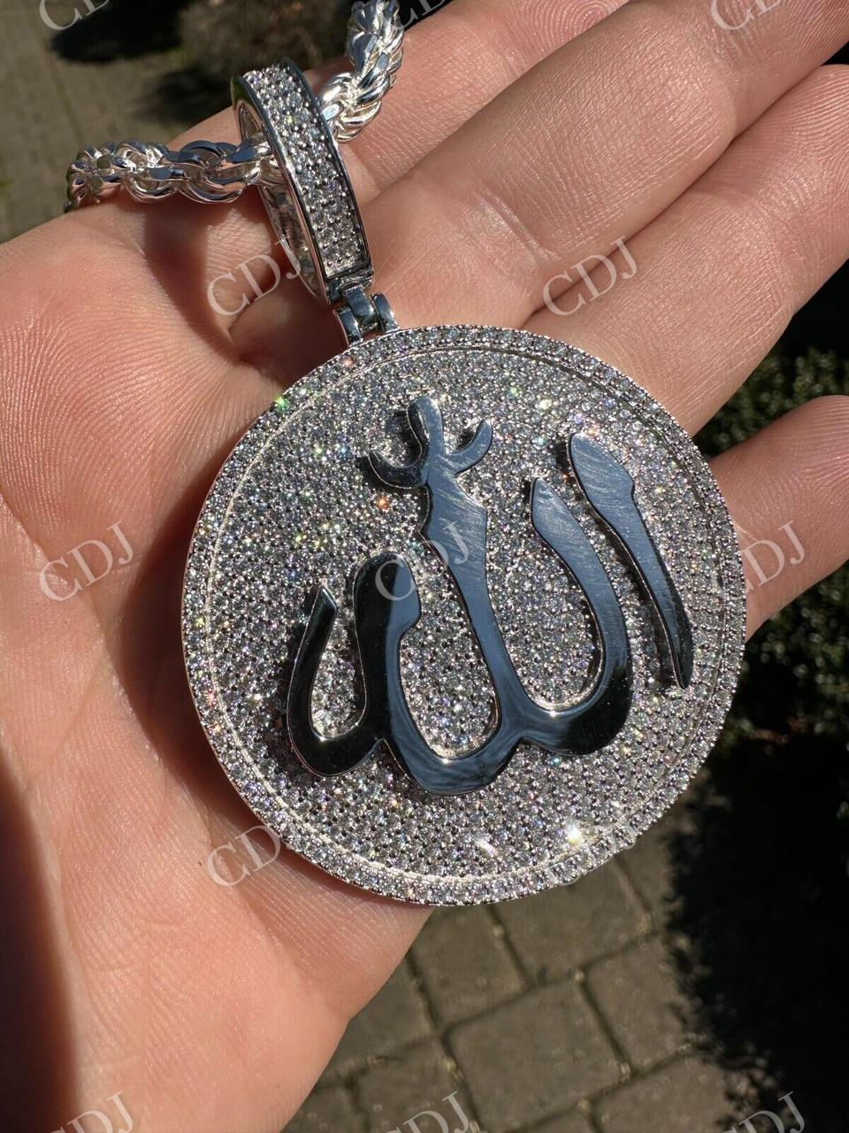 Gold Allah Medallion Arabic Pendant  customdiamjewel   