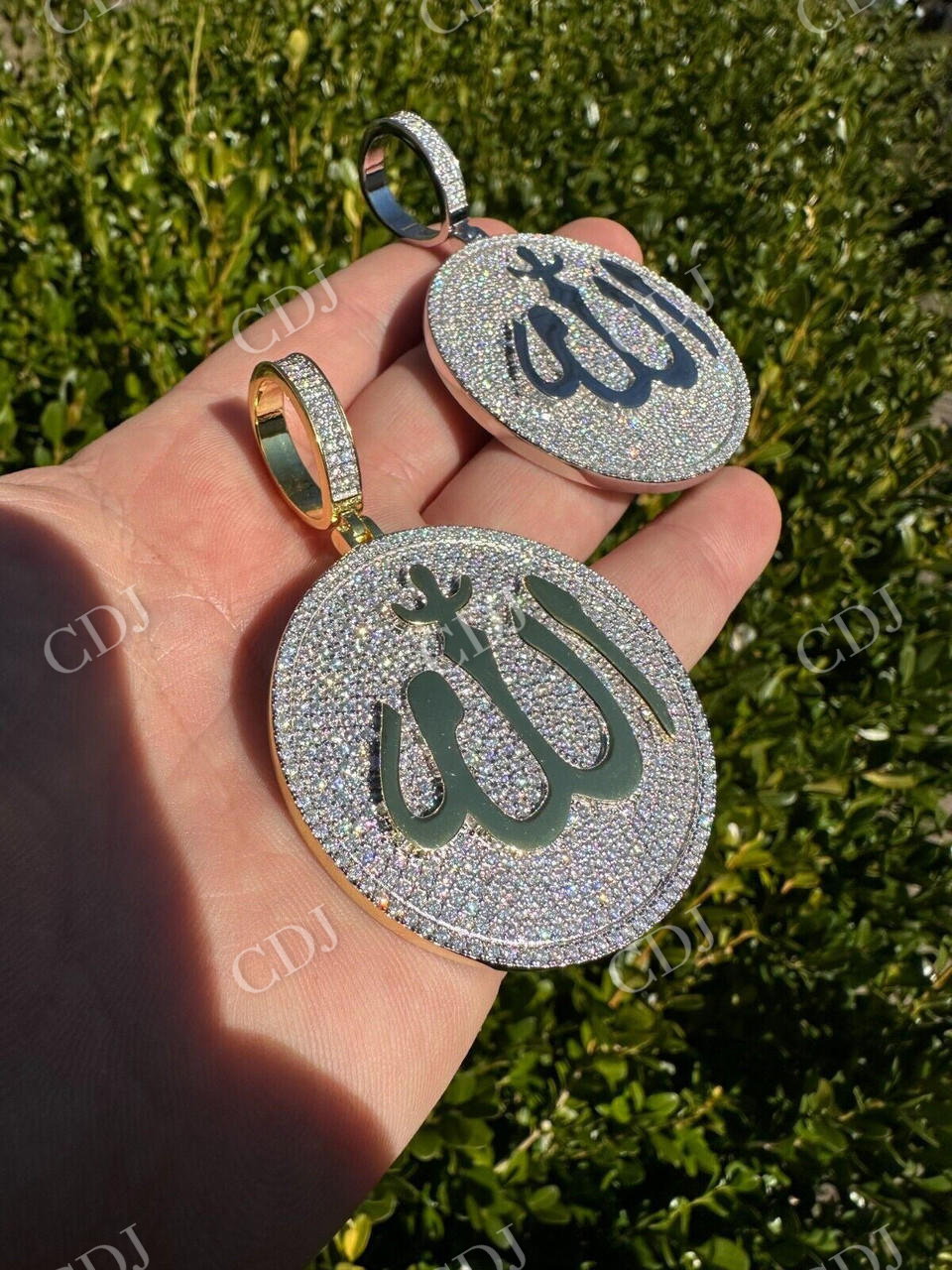 Gold Allah Medallion Arabic Pendant  customdiamjewel   