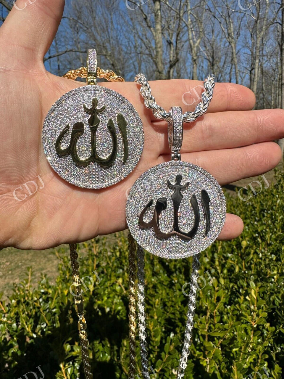 Gold Allah Medallion Arabic Pendant  customdiamjewel   