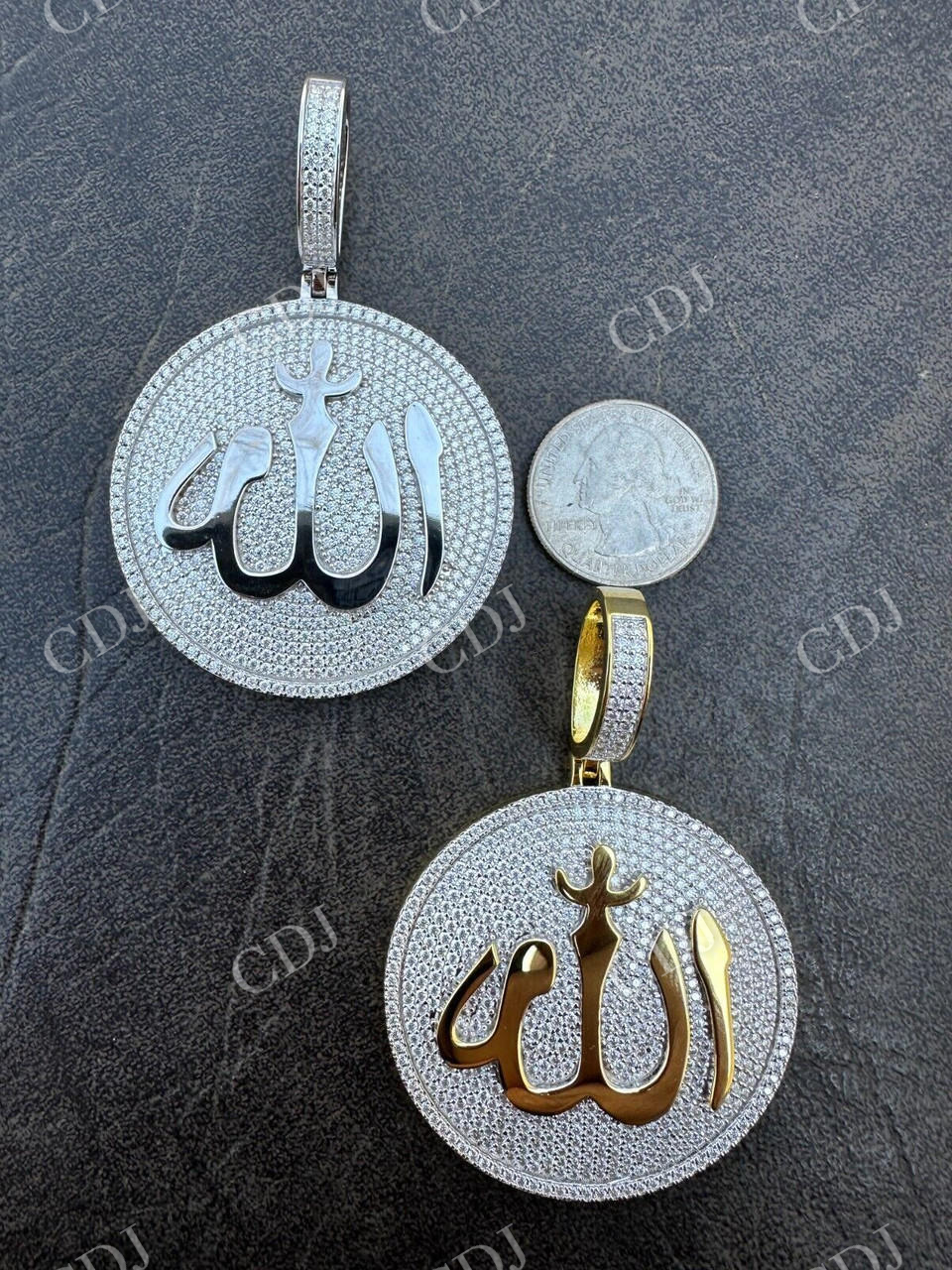 Gold Allah Medallion Arabic Pendant  customdiamjewel   