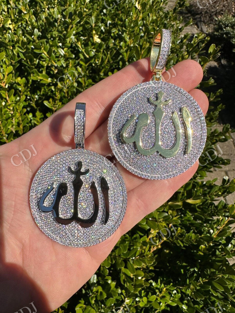 Gold Allah Medallion Arabic Pendant  customdiamjewel   