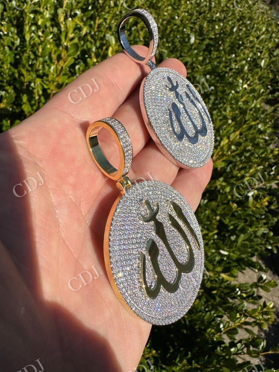 Gold Allah Medallion Arabic Pendant  customdiamjewel   
