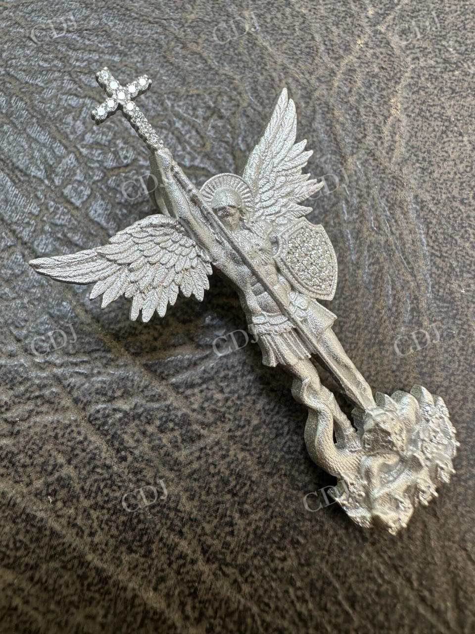 Moissanite Saint St Michael Slaying Dragon Archangel Pendant  customdiamjewel   