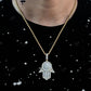Iced Hamsa Hand Pendant White Gold Plated hip hop jewelry CustomDiamJewel