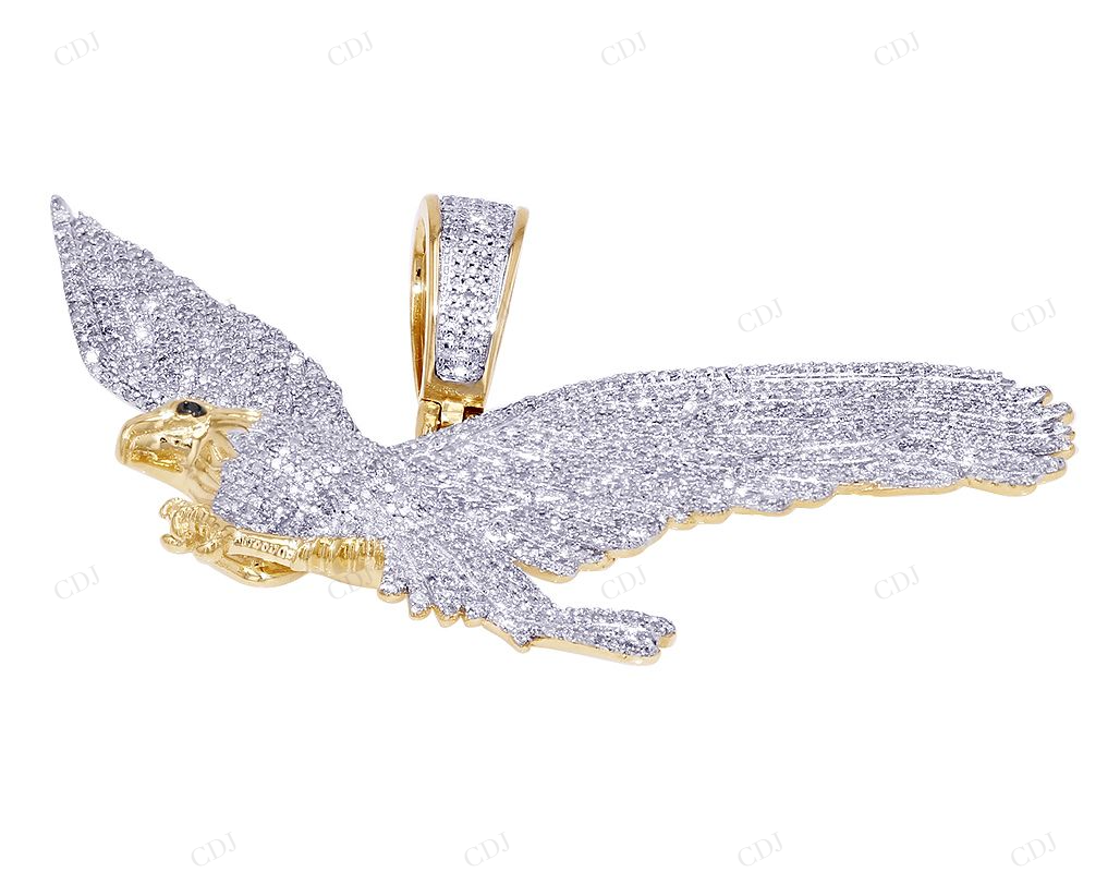 2.25 CTW Moissanite Sterling Silver Bald Eagle Pendant CustomDiamJewel