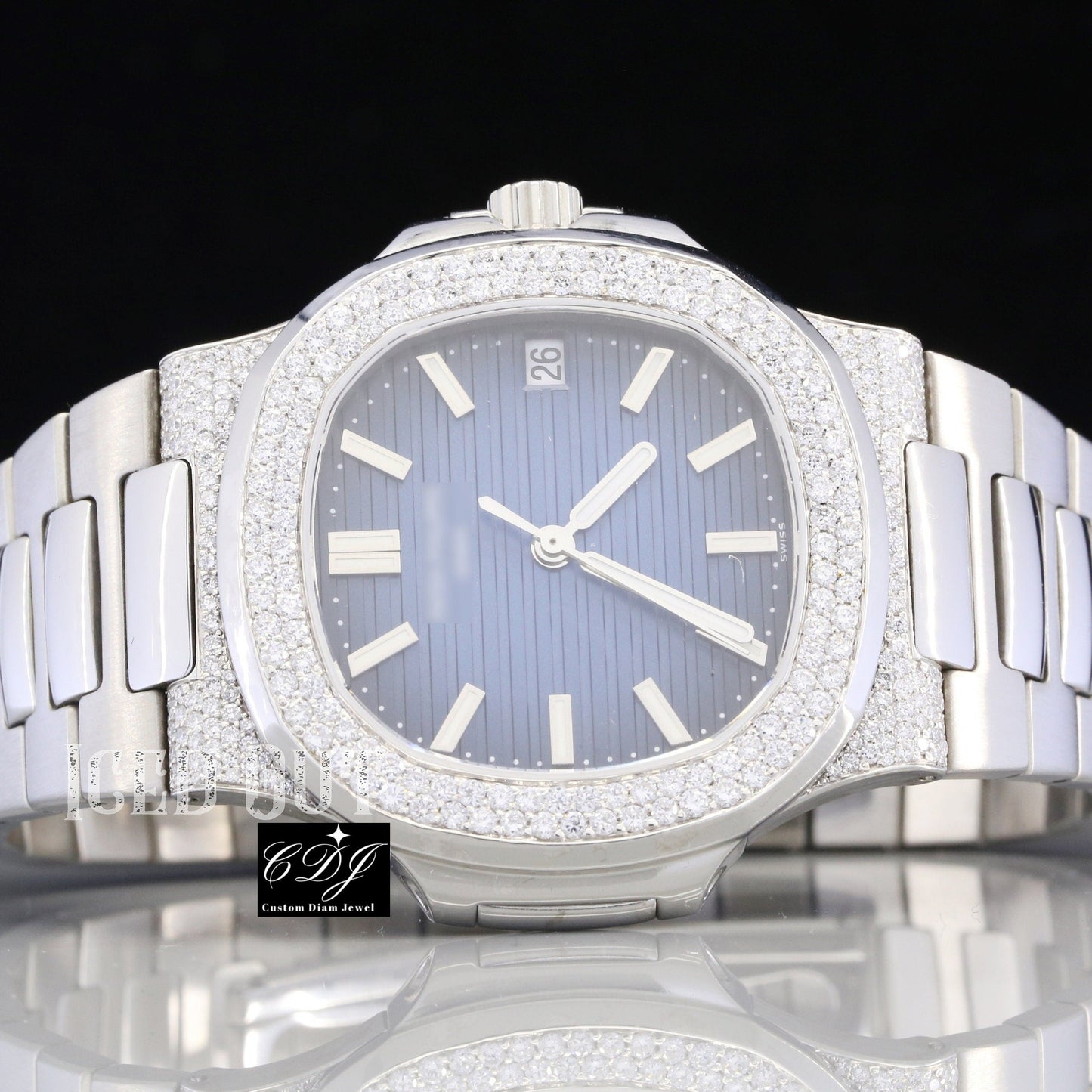 Iced Out Patek Philippe Watch White Gold Plated Diamond Watches Custom Diamond Watch