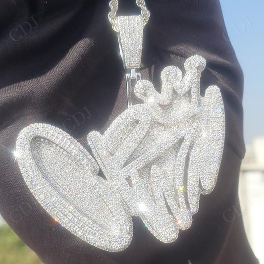 Iced Out Moissanite Cr👑wn Silver Pendant hip hop jewelry customdiamjewel   