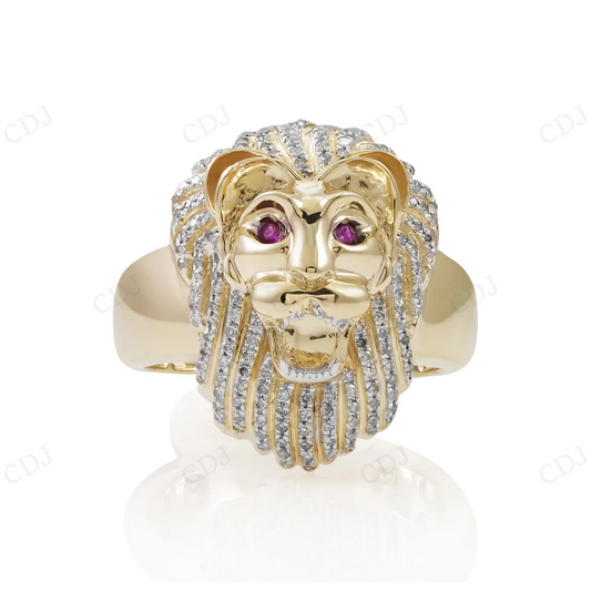 10K Yellow Gold Moissanite Diamond Lion Head Ring hip hop jewelry CustomDiamJewel
