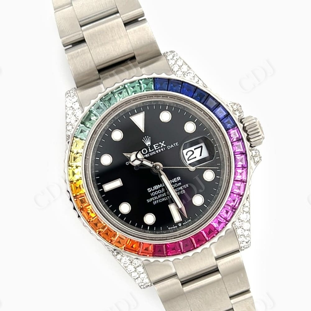 Custom Hip Hop Rainbow Bezel Rolex Watch Mnaufacturer customdiamjewel