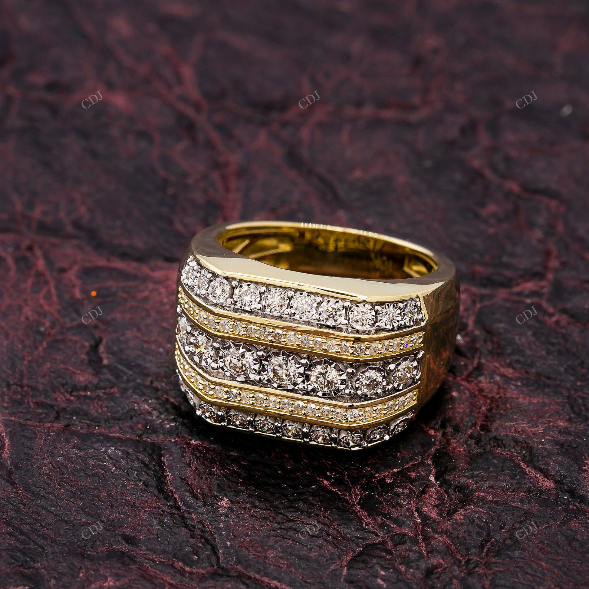 Multi Row Round Moissanite Hip Hop Style Ring hip hop jewelry customdiamjewel