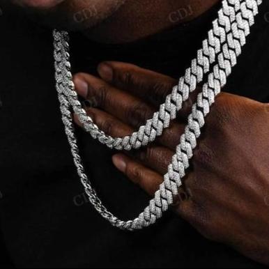 925 Sterling Silver With Moissanite Iced Out Cuban Link Chain hip hop jewelry CustomDiamJewel