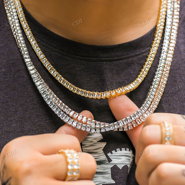 5MM Iced Out Baguette Diamond Tennis Chain hip hop jewelry CustomDiamJewel