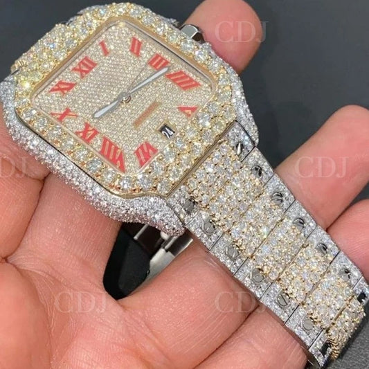 Two Tone Cartier Santos bust down watch customdiamjewel
