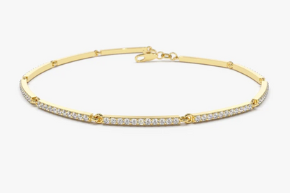 0.60CTW Moissanite Minimalist Dainty Diamond Bracelet  customdiamjewel Sterling Silver Yellow Gold VVS-EF