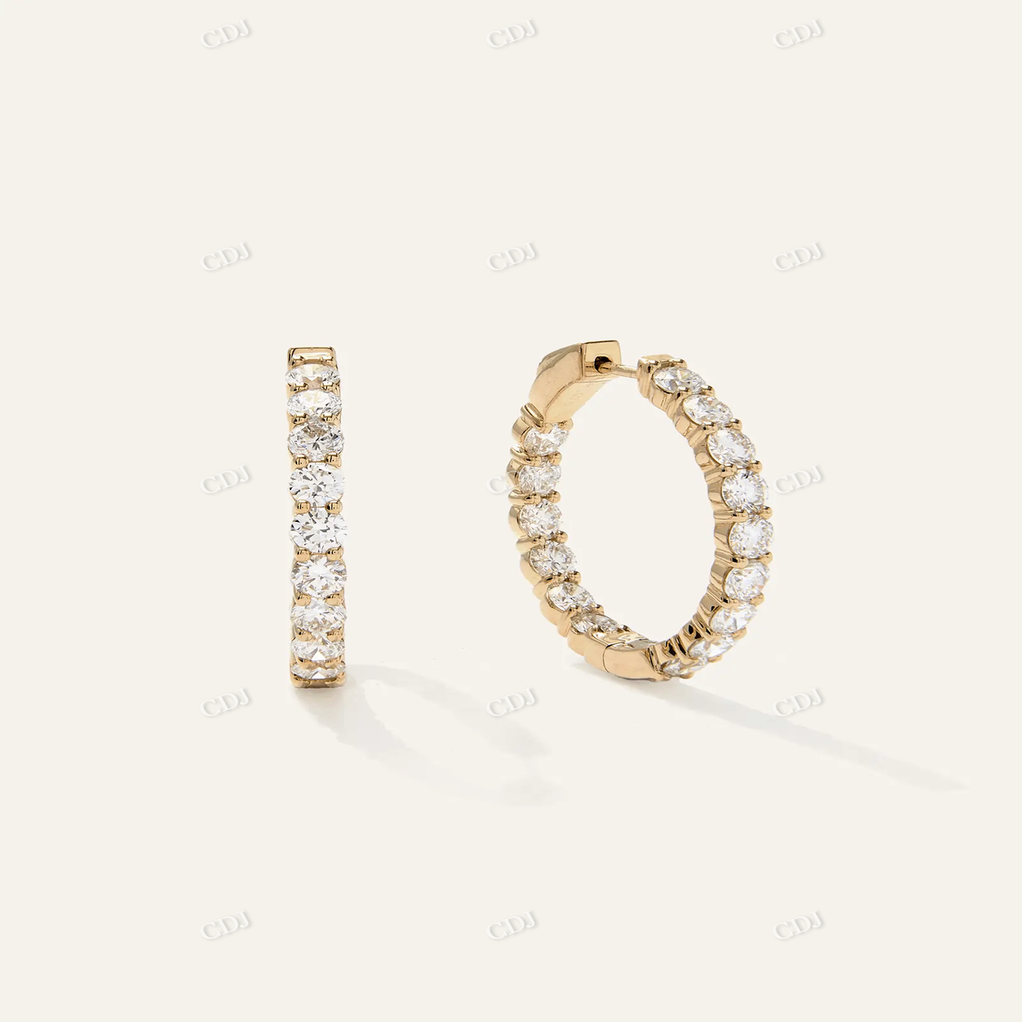 Moissanite Diamond 10K Gold Hoops customdiamjewel
