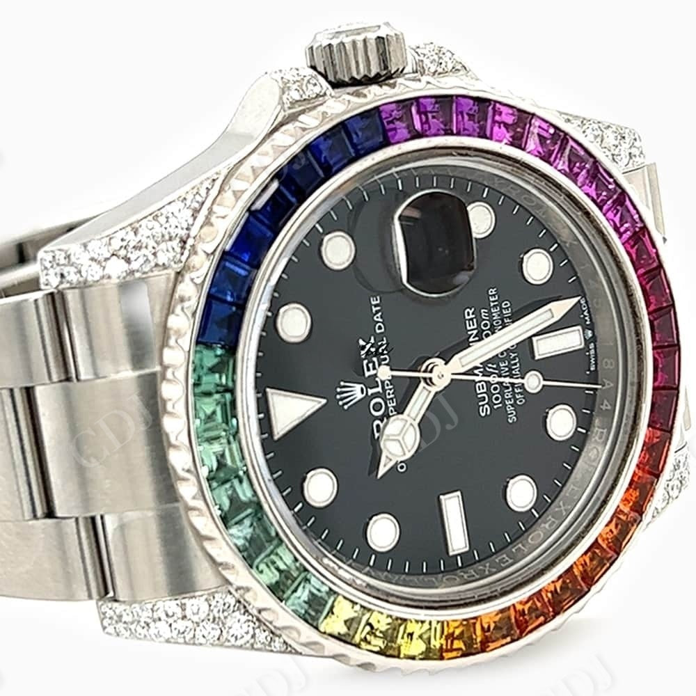 Custom Hip Hop Rainbow Bezel Rolex Watch Mnaufacturer customdiamjewel