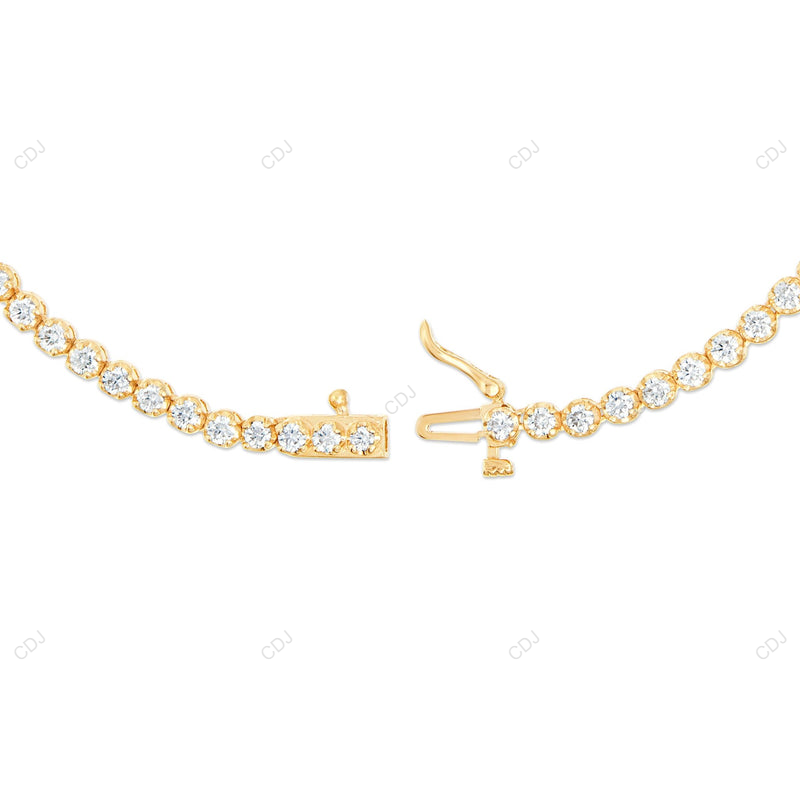 Moissanite 925 Sterling Silver Bezel Set Tennis Chain CustomDiamJewel