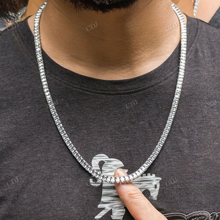 5MM Iced Out Baguette Diamond Tennis Chain hip hop jewelry CustomDiamJewel