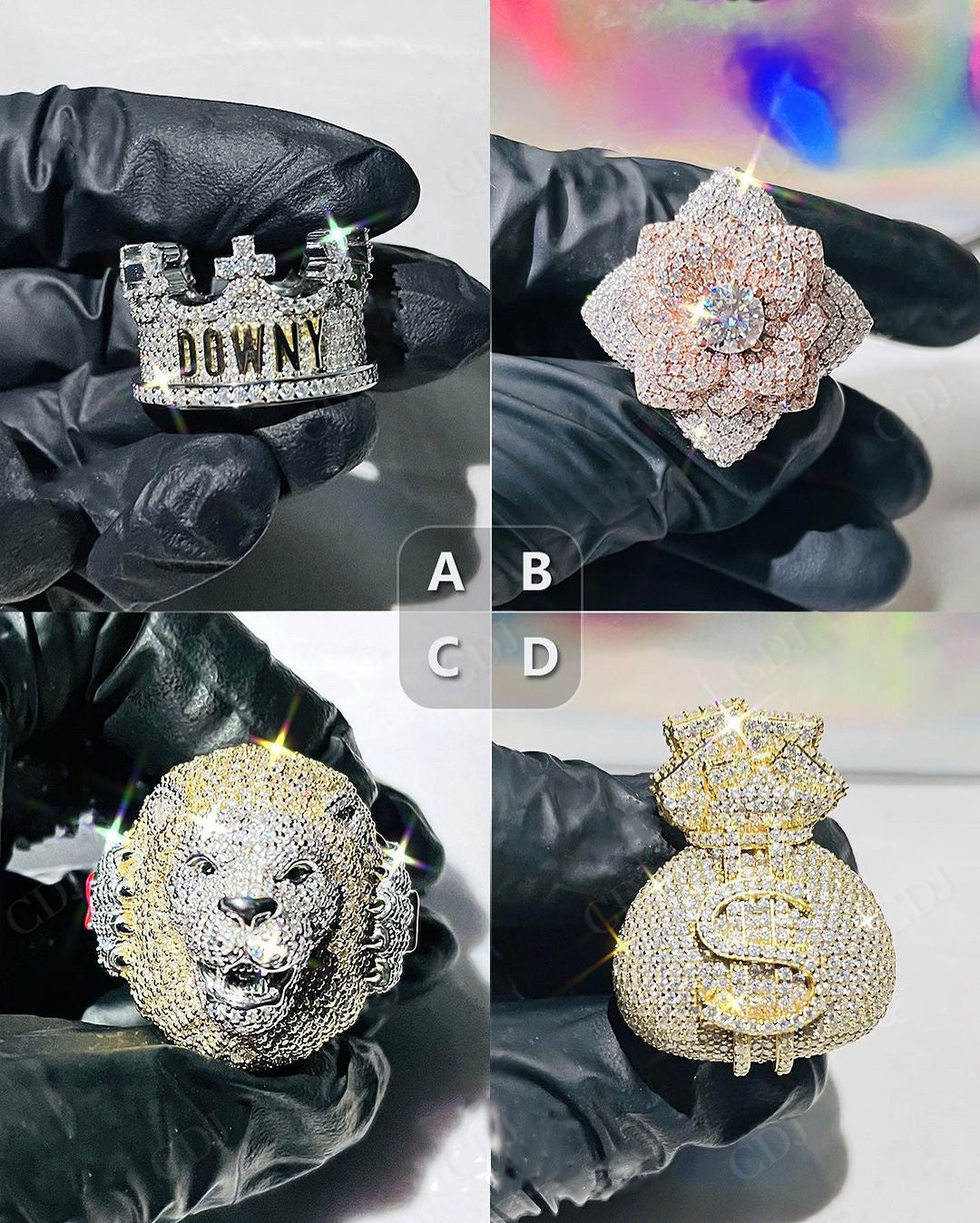 Hip Hop Iced Out Diamonds enamel Customized Ring hip hop jewelry CustomDiamJewel   
