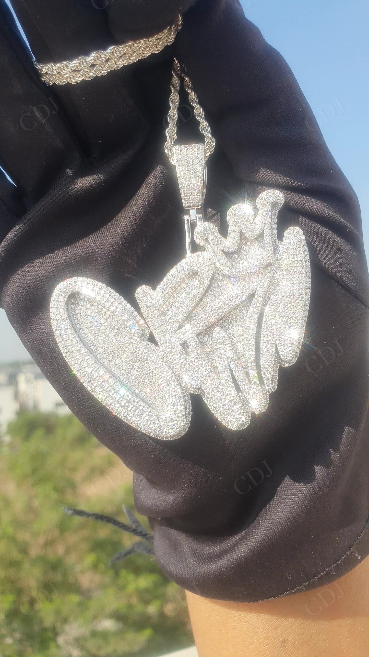 Iced Out Moissanite Cr👑wn Silver Pendant