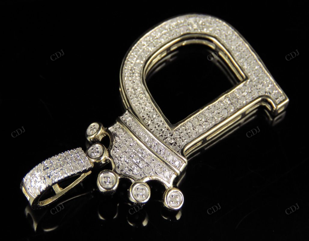 1.5" 10K Gold Natural Diamond Crown Initial "D" Letter Pendant CustomDiamJewel