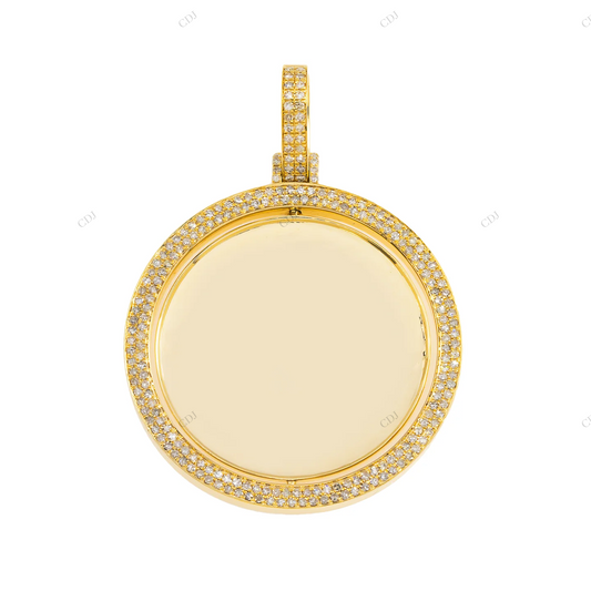 Spinning Circle Double-Sided Photo Moissanite Pendant hip hop jewelry CustomDiamJewel