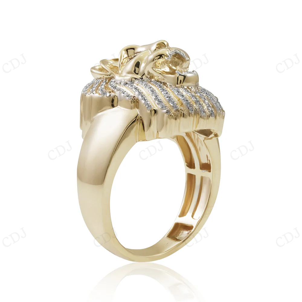 10K Yellow Gold Moissanite Diamond Lion Head Ring hip hop jewelry CustomDiamJewel