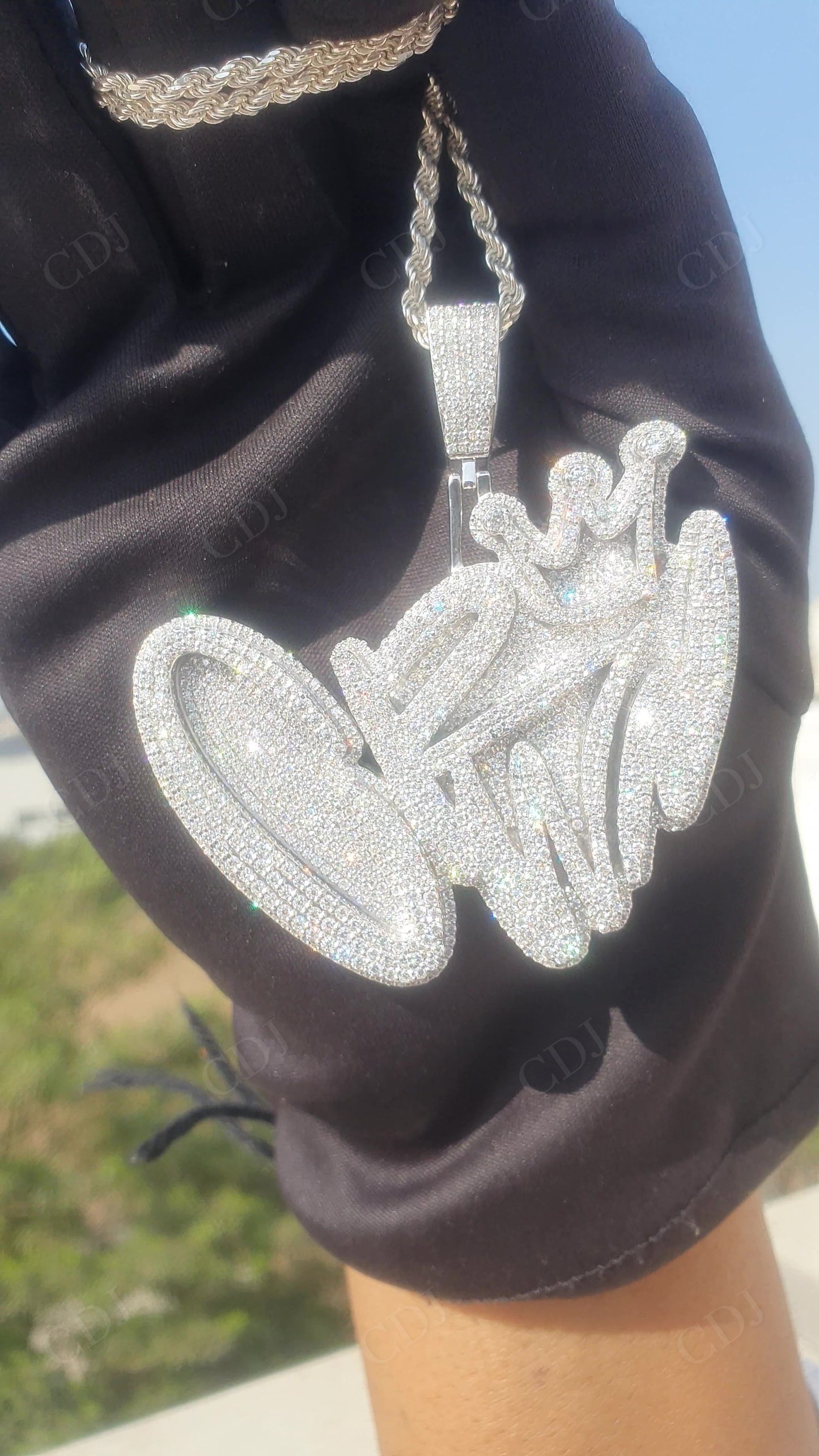 Iced Out Moissanite Cr👑wn Silver Pendant hip hop jewelry customdiamjewel   