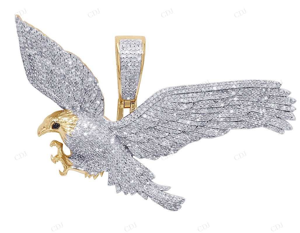 2.25 CTW Moissanite Sterling Silver Bald Eagle Pendant CustomDiamJewel