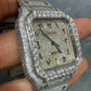 41mm Full White Cartier Santos Arabic Dial VVS Moissanite Watch customdiamjewel