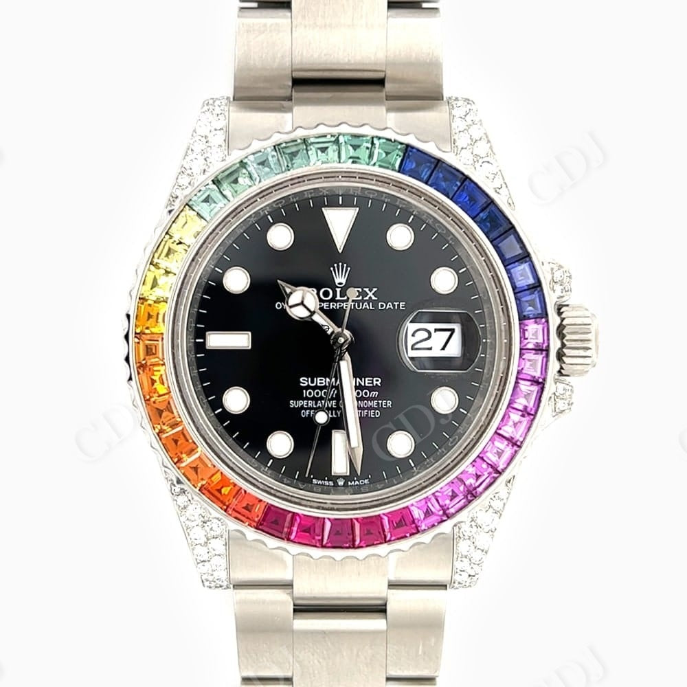 Custom Hip Hop Rainbow Bezel Rolex Watch Mnaufacturer customdiamjewel