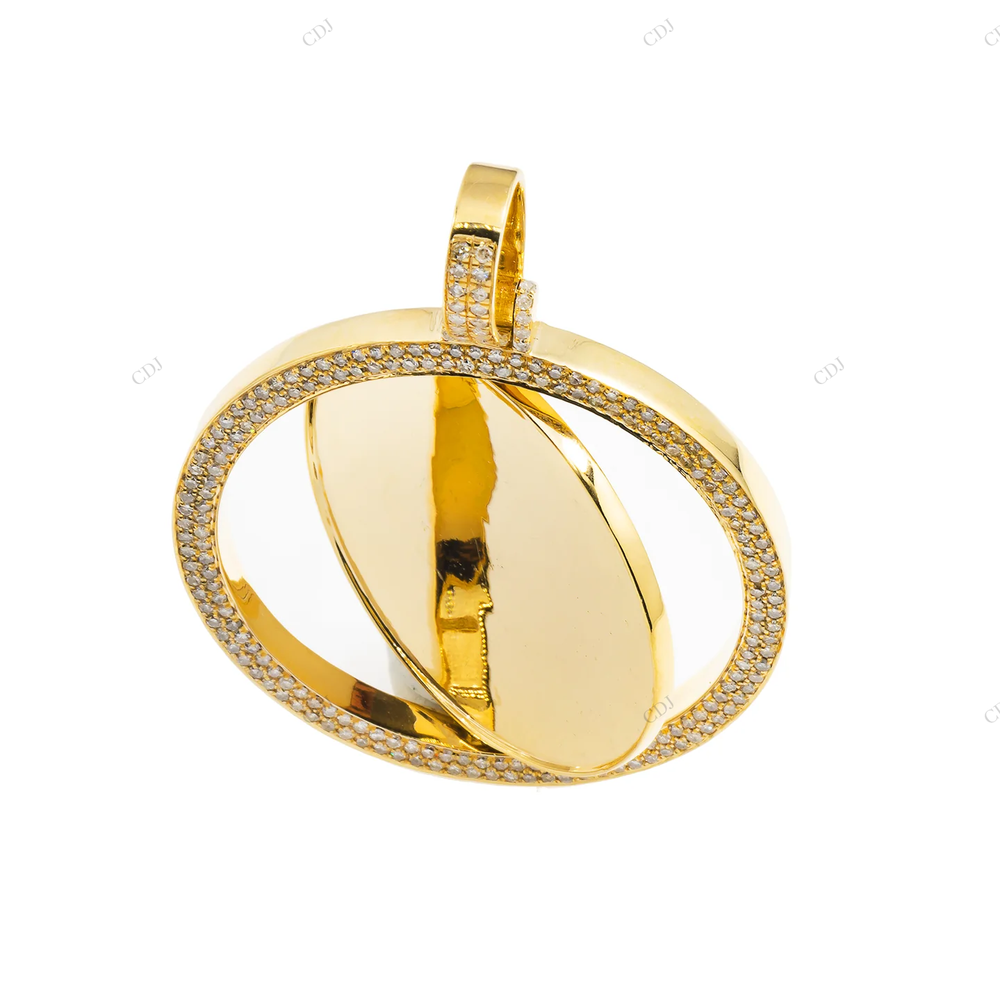 Spinning Circle Double-Sided Photo Moissanite Pendant hip hop jewelry CustomDiamJewel