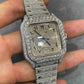 41mm Full White Cartier Santos Arabic Dial VVS Moissanite Watch customdiamjewel