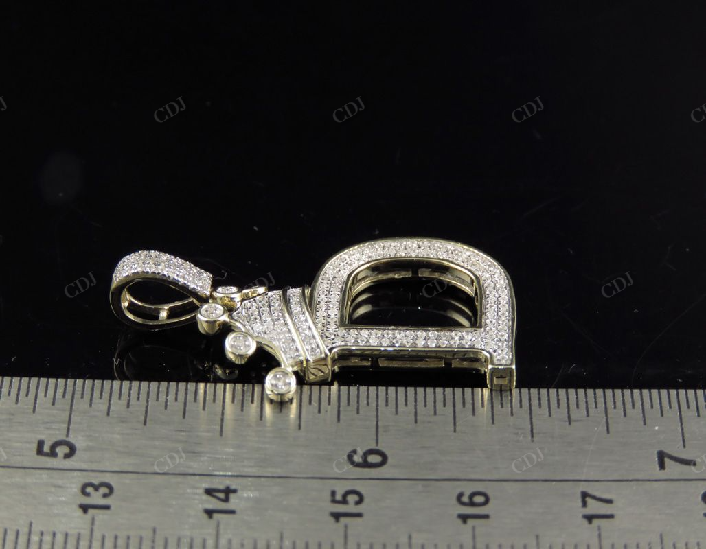 1.5" 10K Gold Natural Diamond Crown Initial "D" Letter Pendant CustomDiamJewel