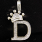 1.5" 10K Gold Natural Diamond Crown Initial "D" Letter Pendant CustomDiamJewel