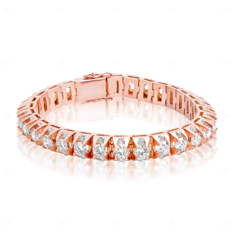 VVS Moissanite 18K Rose Gold Tennis Bracelet For Women CustomDiamJewel