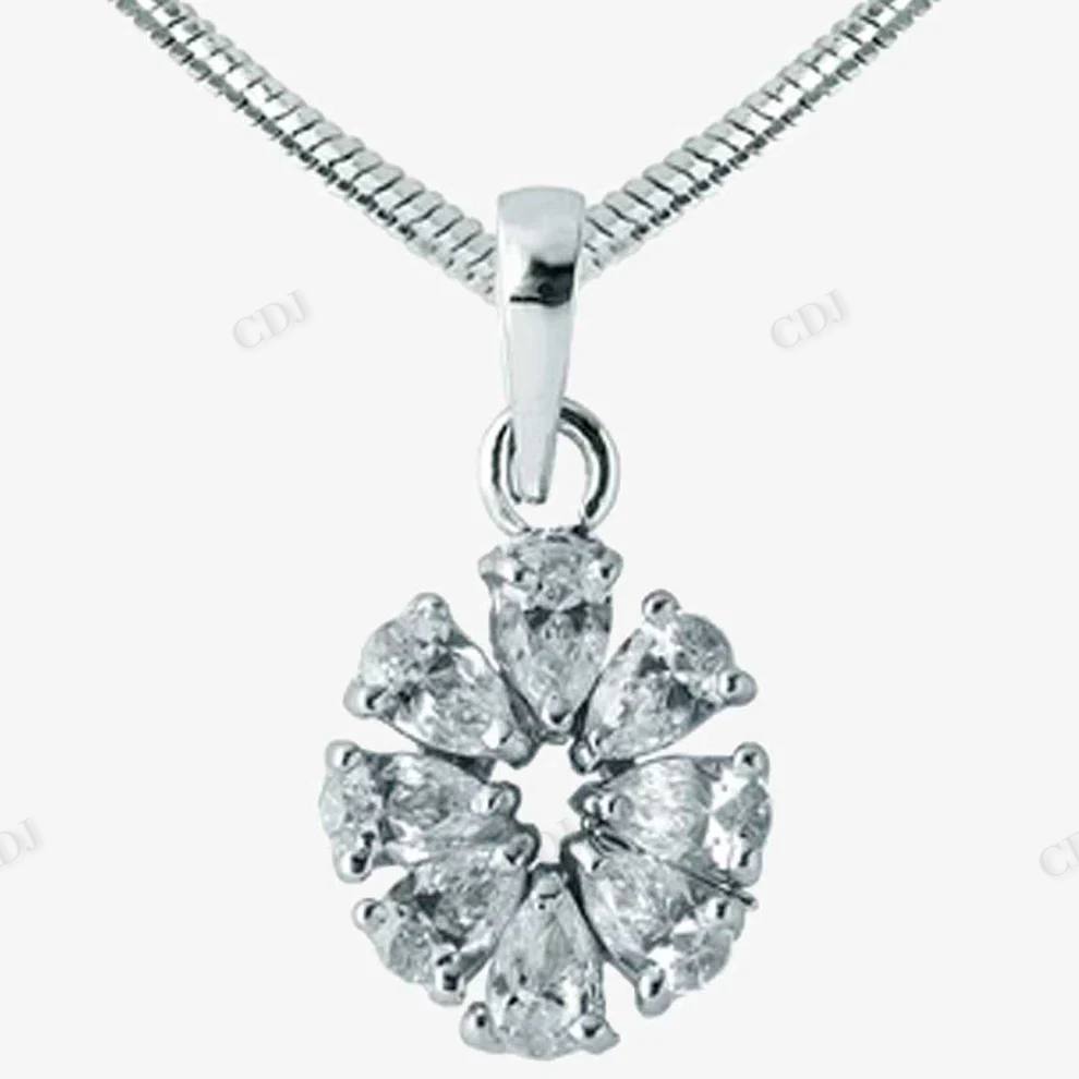 Sterling Silver Pear Cut Flower Shap Moissanite Pendant hip hop jewelry CustomDiamJewel